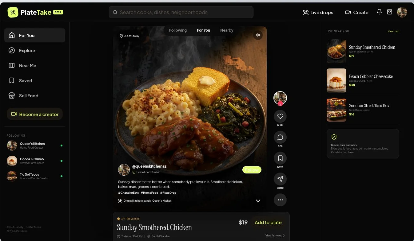 PlateTake product interface