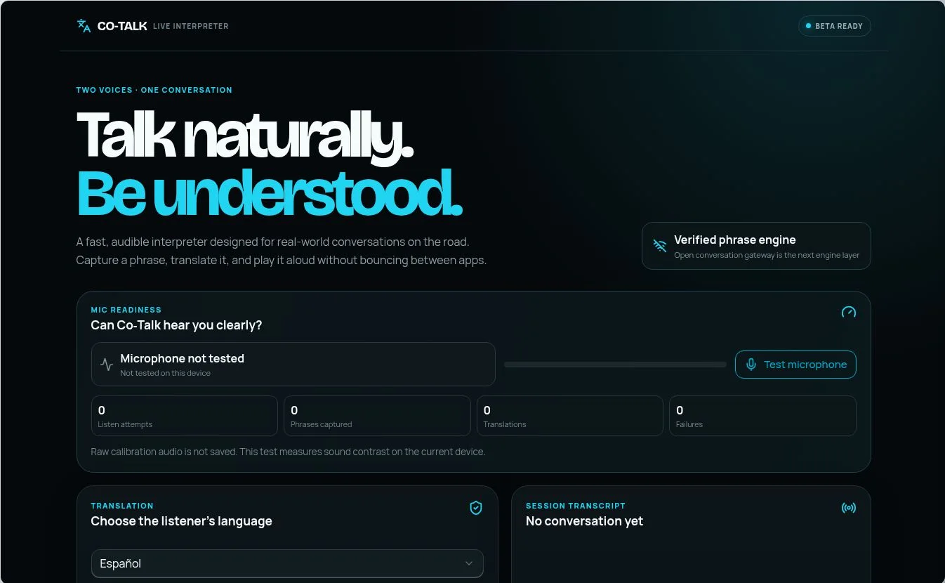 Co-Talk product interface
